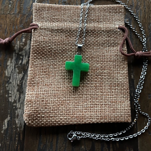 Jewelry - Malaysian Jade Necklace Crystal Cross Necklace Boho Jewelry Hippie Necklace